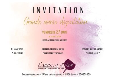 Grande soirée dégustation de vin – Concert – vignerons présents_Lavaur