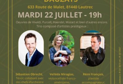 Affiche concert musique classique ENSEMBLE ACCORDES – Mardi 22 Juillet 2025 – 19h – Eglise Saint Martin de Dauzat – Lautrec