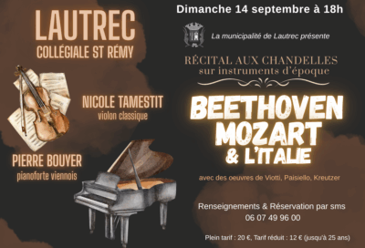 concert aux chandelles – violon et pianoforte – Mozart et Beethoven_Lautrec