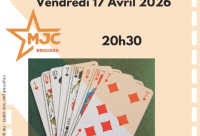 Concours de BELOTE à Brousse le Vendredi 17 Avril à 20h30